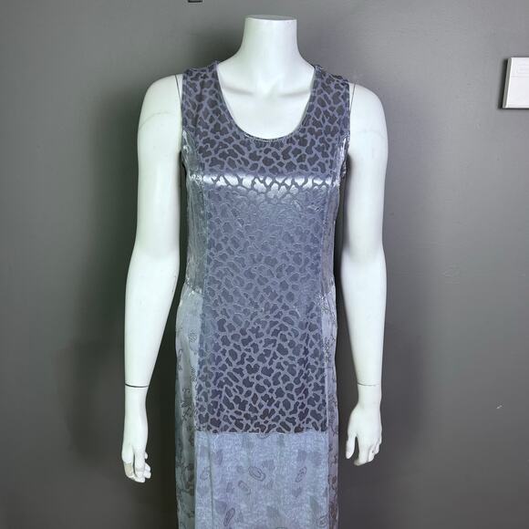 Citron Santa Monica dress small long silver metallic India damask laganlook - Picture 1 of 13